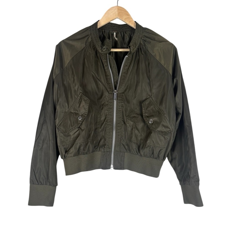 Free People Green Midnight Bomber Jacket Size Small